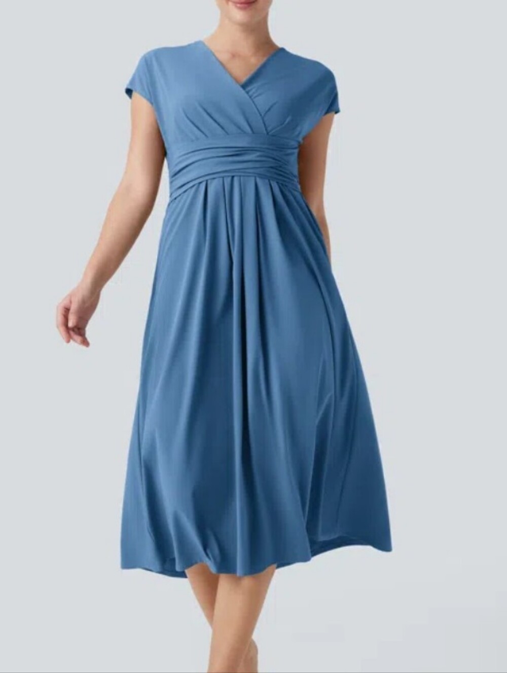 New Halara Maxi Breezeful V Neck Short Sleeve Midi Dress